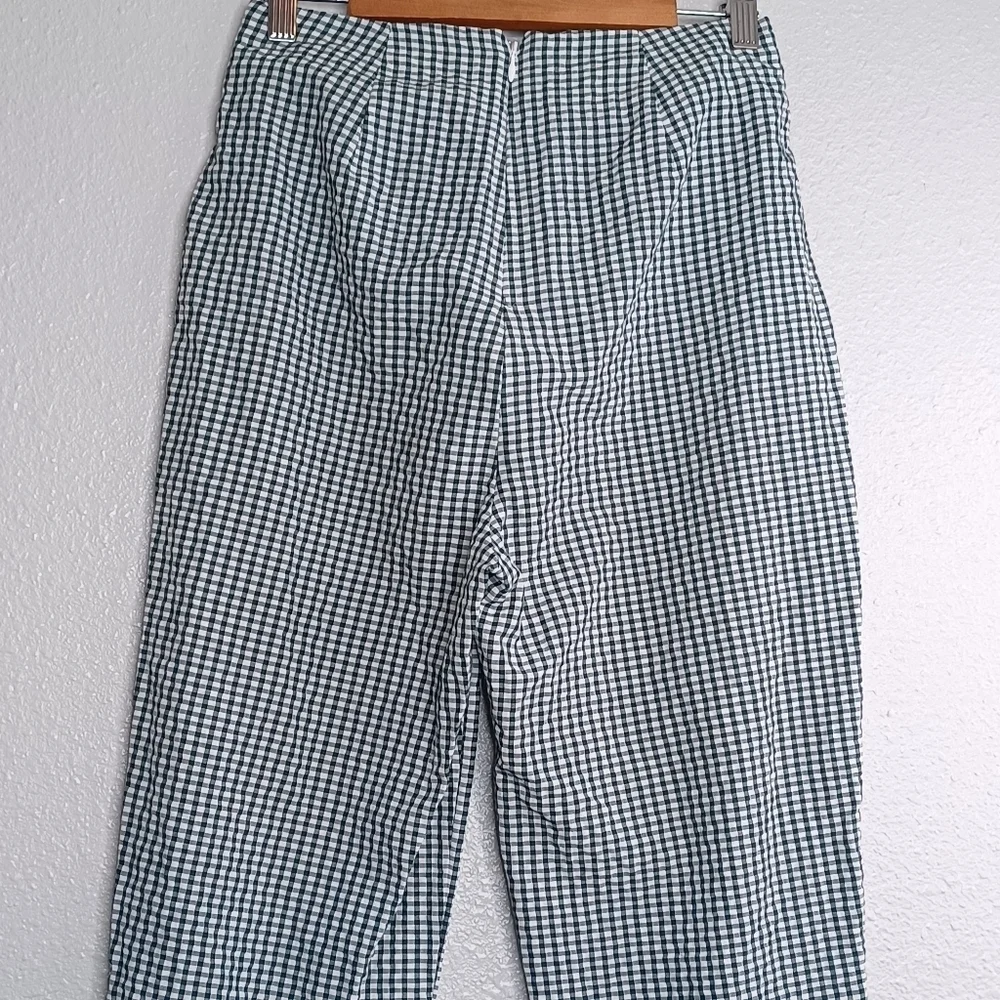 Free People West Side Tie Gingham Cropped Pants Sz 2